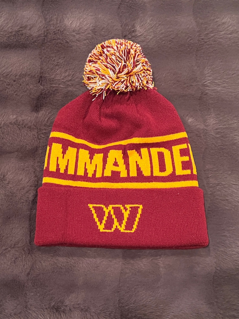 NFL Washington Commanders Burgundy Knit Hat with Pom NWOT